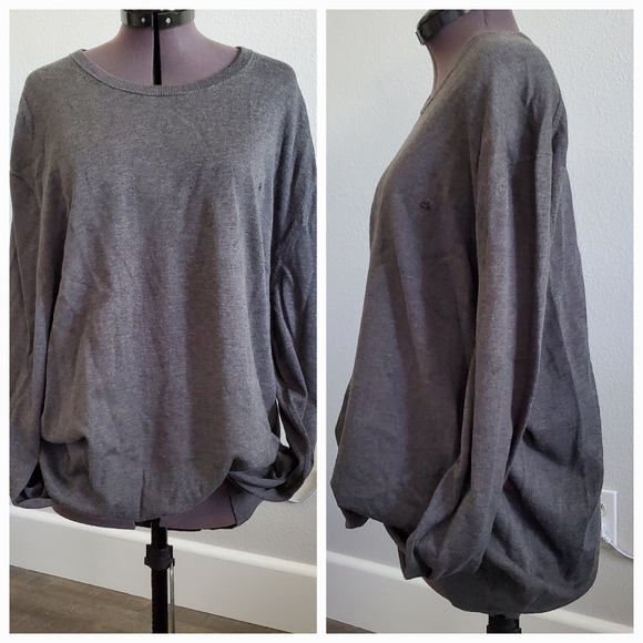 Calvin Klein Men's Gray Cotton Sweater XXL Long Sleeve ✨ NWT - Picture 1 of 9